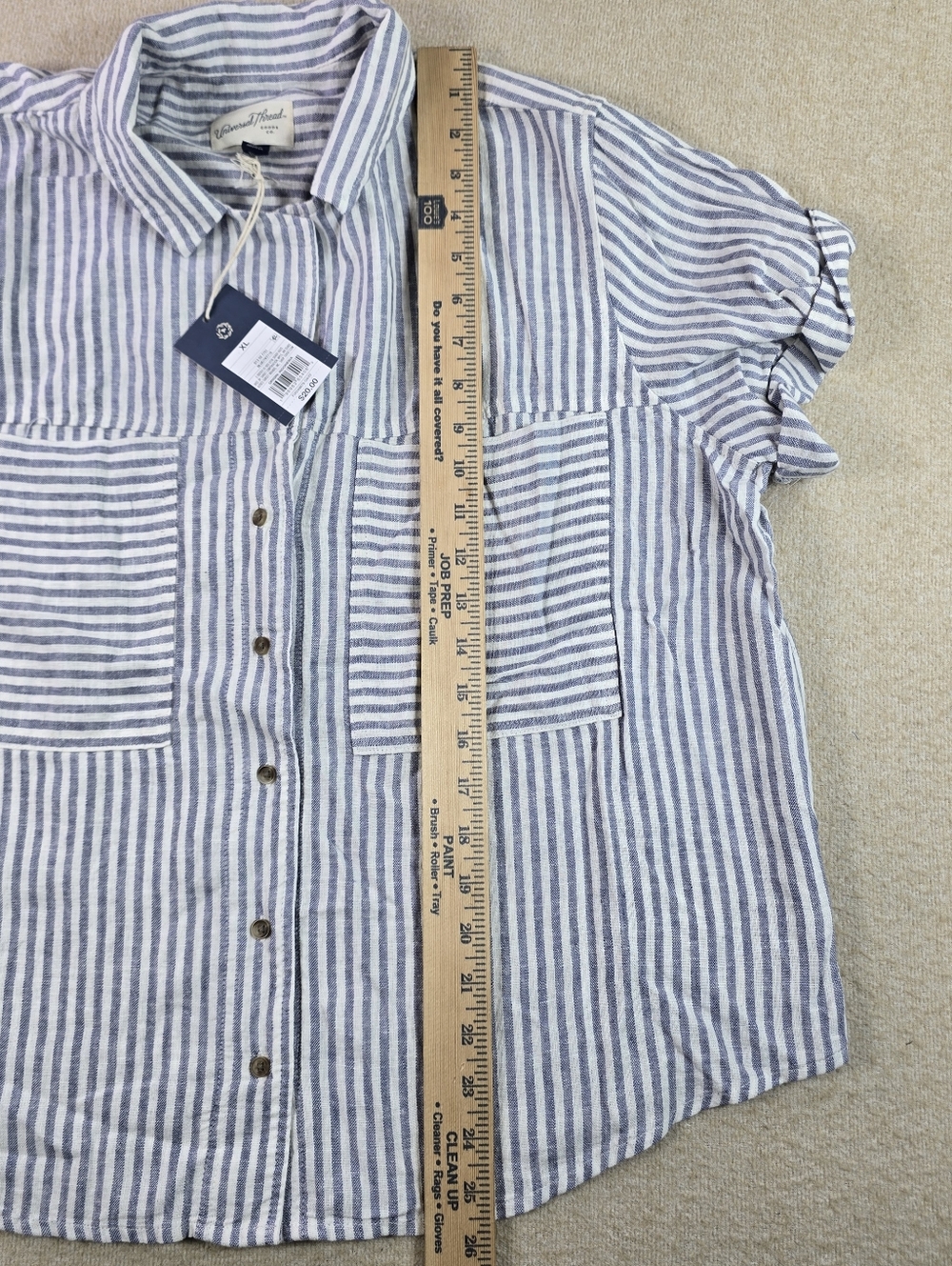 Universal Thread Striped Linen Blend Shirt XL Blue White NWT - Picture 4 of 8